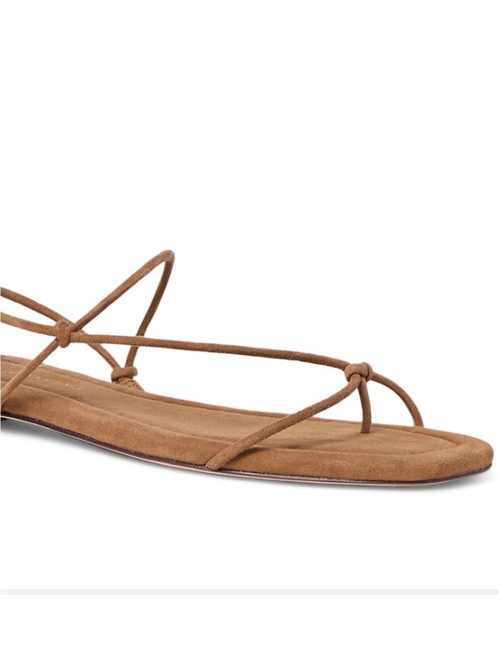Loeffler Randall Brown Suede Strappy Flat Sandals - Picture 5 of 9